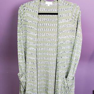 NWT Lularoe Sarah cardigan striped olive ribbed